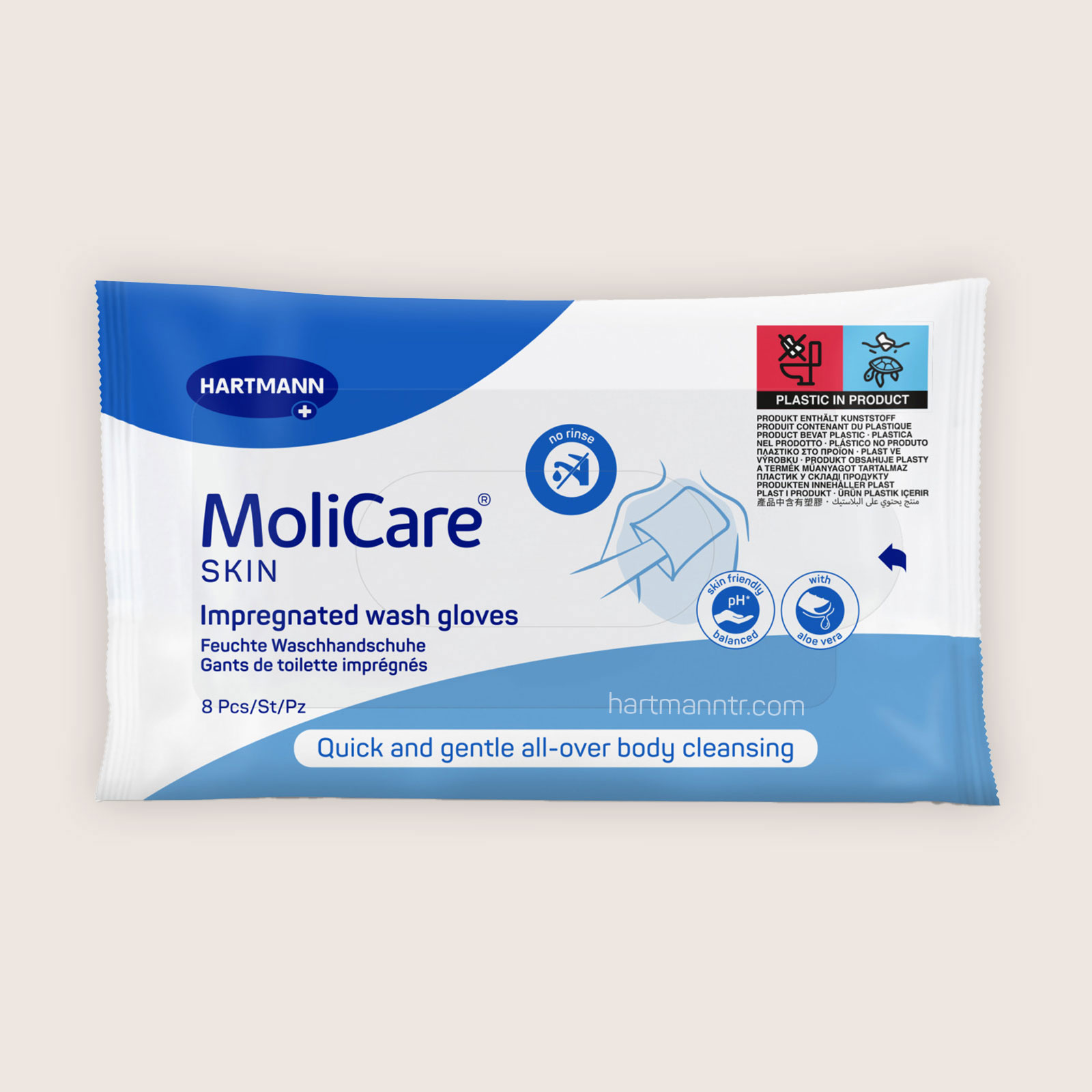 Hartmann MoliCare Skin Yıkama Eldiveni 8 Adet Su Gerektirmeyen Wash Gloves