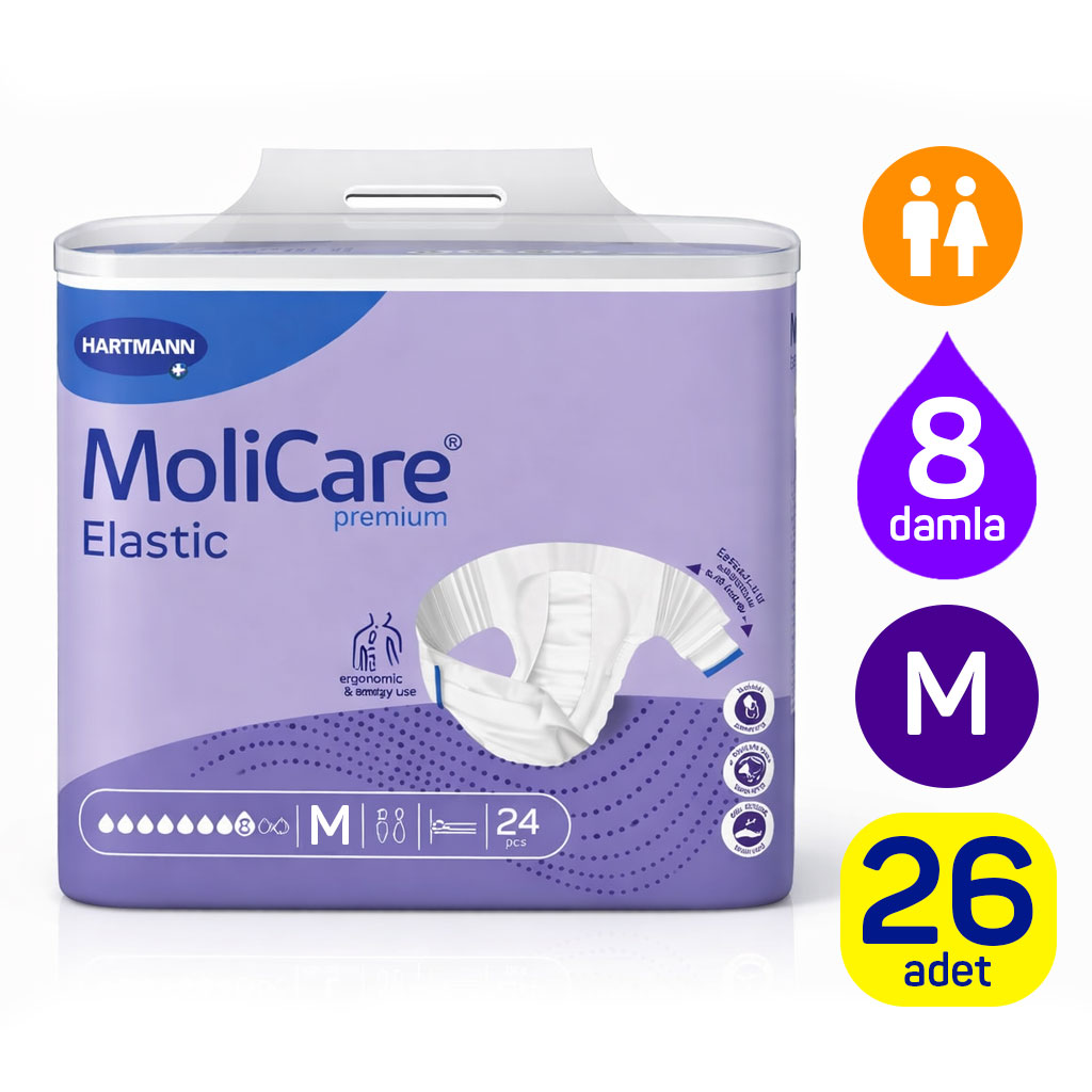 Hartmann MoliCare Premium Elastic 8 Damla M Beden 26 Adet Bel Bantlı Yetişkin Hasta Bezi