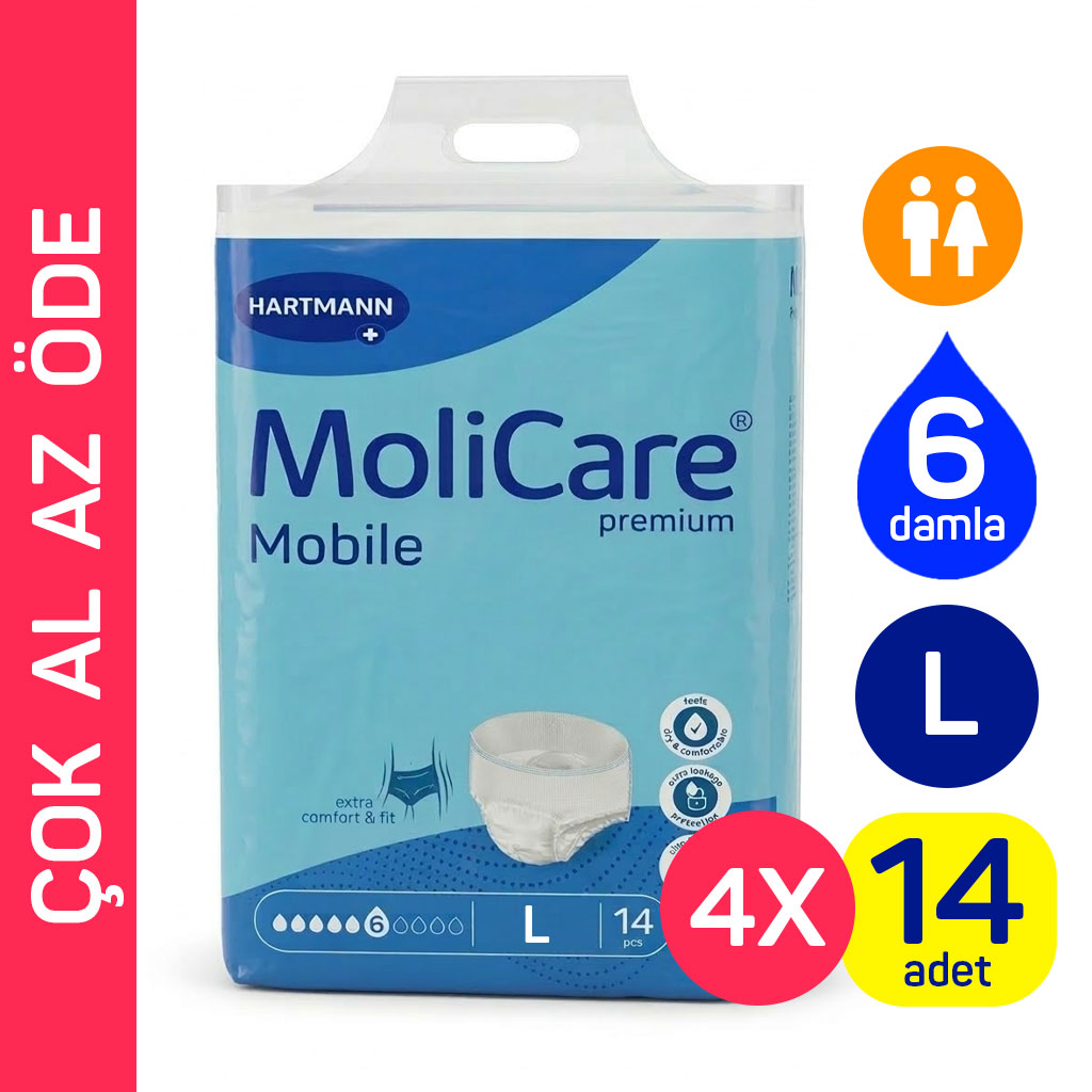 Hartmann MoliCare Premium Mobile 6 Damla L Beden 56 Adet Külot Tipi Yetişkin Bezi