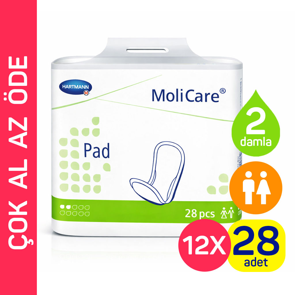 Hartmann MoliCare Pad 2 Damla İnce Mesane Pedi 12 Paket 336 Adet | Kadın ve Erkek