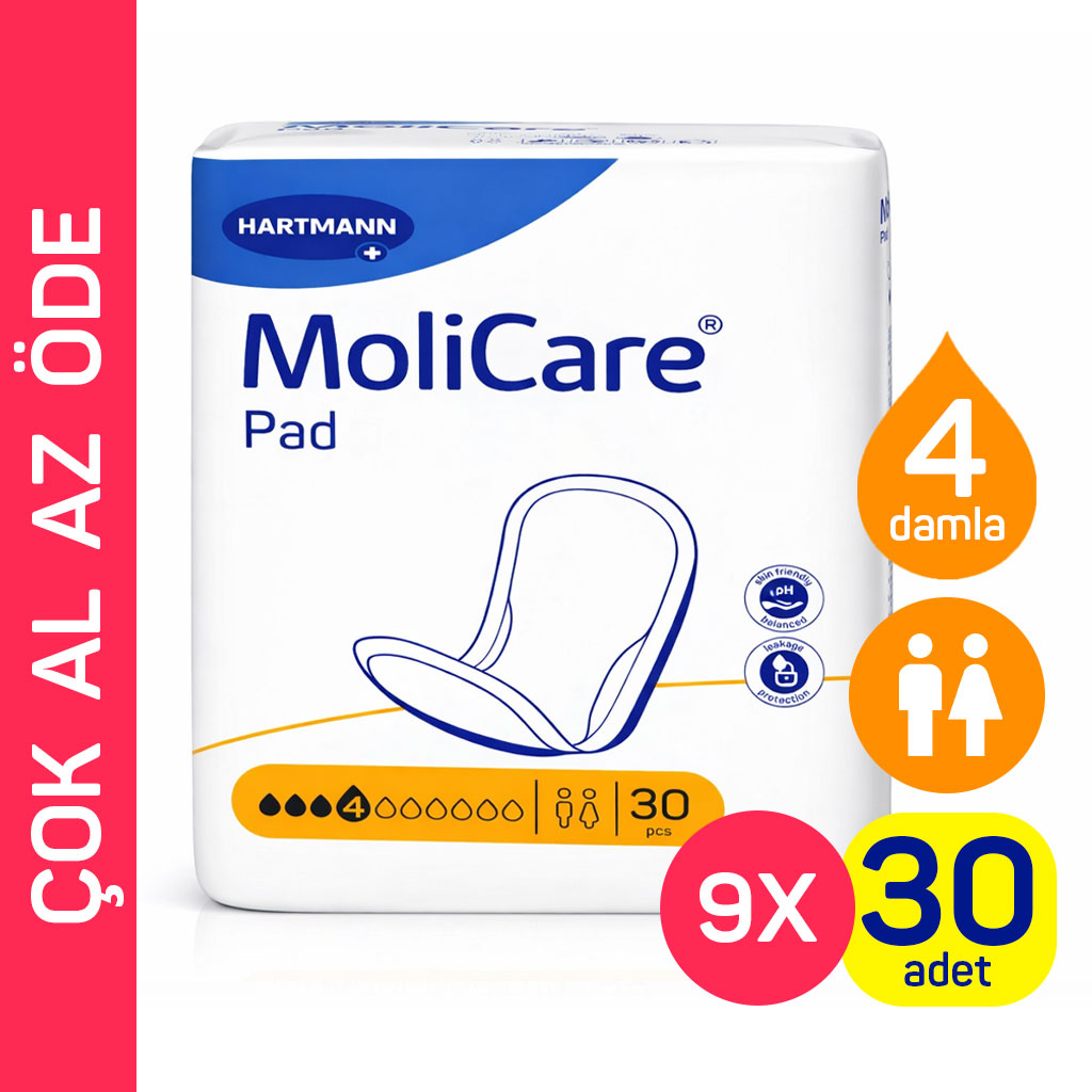 Hartmann MoliCare Pad 4 Damla Mesane Pedi 9 Paket 270 Adet | Kadın ve Erkek