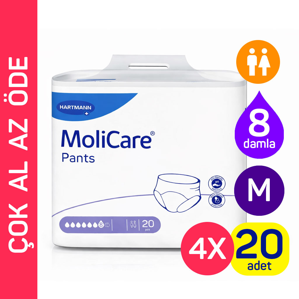 Hartmann MoliCare Pants 8 Damla M Beden 80 Adet | Külot Tipi Yetişkin Bezi
