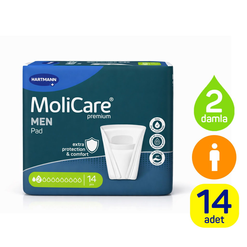 Hartmann MoliCare Premium Men Pad 2 Damla Erkek Mesane Pedi 14 Adet (Aktif)
